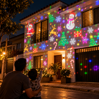 Proyector Navideño Mágico: enciende tu casa sin escaleras ni cables.