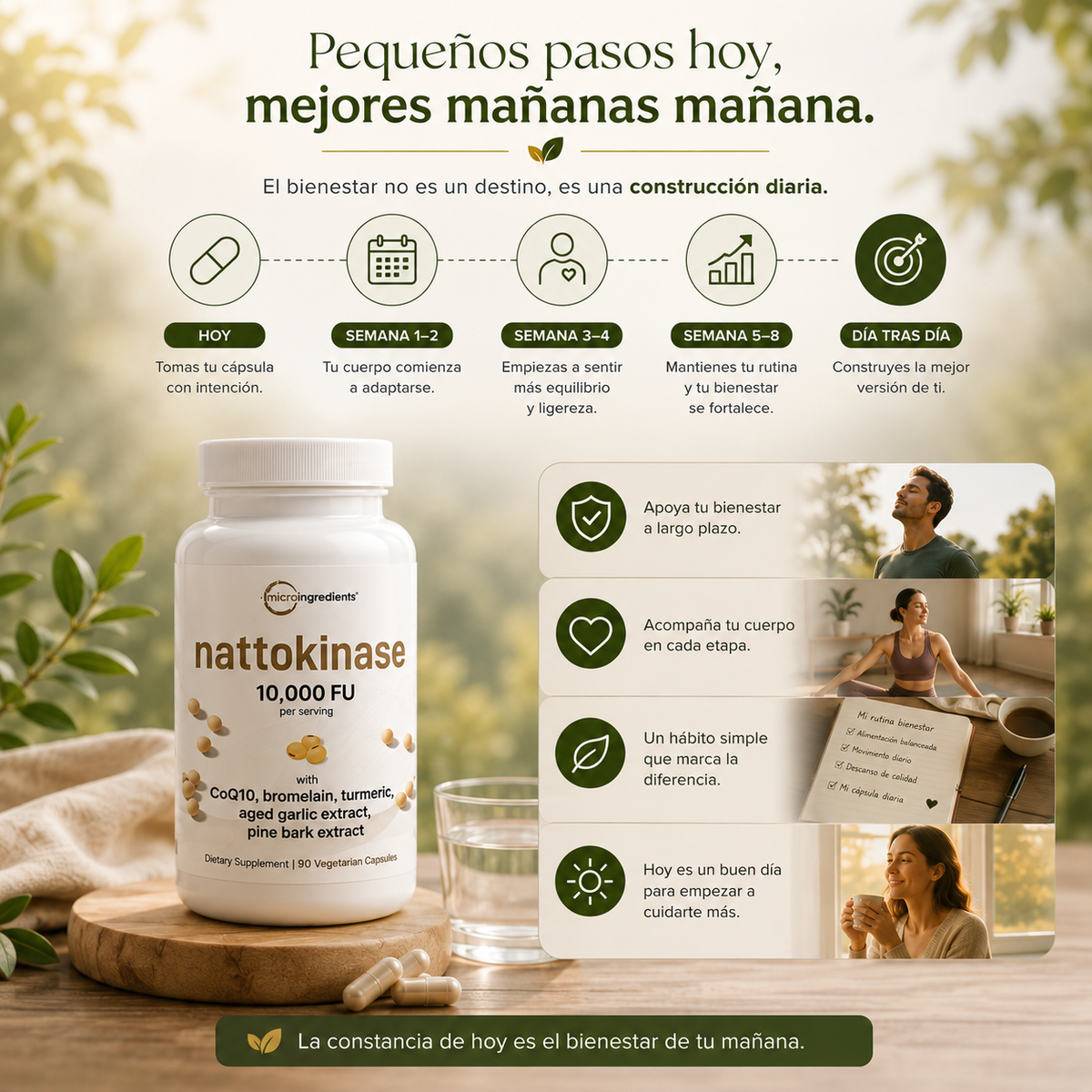 Envase Nattokinase suplemento de bienestar diario JM Essential